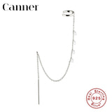925 Sterling Silver Tassel Chain Earrings Cartilage Clip-On Earrings No Piercing