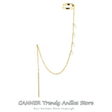 925 Sterling Silver Tassel Chain Earrings Cartilage Clip-On Earrings No Piercing