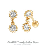 925 Silver CZ Stud Earrings Geometric Design Cartilage Piercing - W5