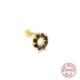 925 Silver CZ Stud Earrings Geometric Design Cartilage Piercing - W5