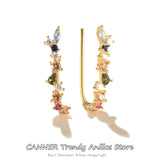 925 Sterling Silver Geometric Piercing Earrings European Jewelry