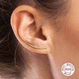 925 Sterling Silver Geometric Piercing Earrings European Jewelry