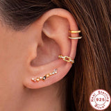 925 Sterling Silver Geometric Piercing Earrings European Jewelry