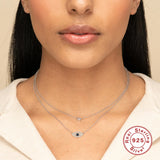 925 Silver Evil Eye Zircon Pendant Necklace for Women