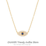 925 Silver Evil Eye Zircon Pendant Necklace for Women