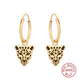 925 Sterling Silver Hoop Earrings For Women Cross Bee Leopard Head Pendant