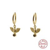 925 Sterling Silver Hoop Earrings For Women Cross Bee Leopard Head Pendant