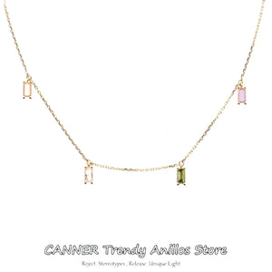 Colorful 925 Silver Zircon Choker Necklace Wedding Jewelry