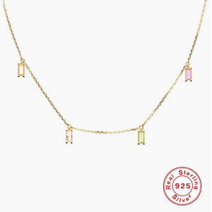 Colorful 925 Silver Zircon Choker Necklace Wedding Jewelry