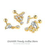 925 Silver Moon & Leaves Ear Stud for Women