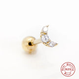 925 Silver Moon & Leaves Ear Stud for Women