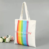 Rainbow Shoulder Bag for Girls Large Canvas Shopping Bag
