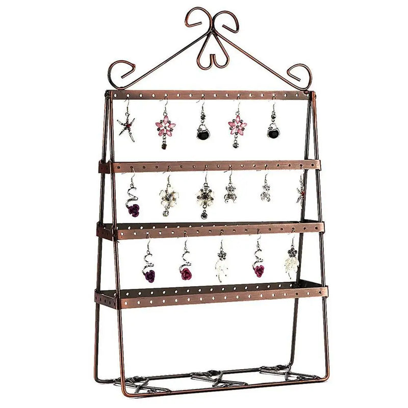 Metal 4 Layer Earring Holder Stand Jewelry Display Storage Rack