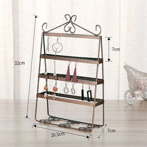 Metal 4 Layer Earring Holder Stand Jewelry Display Storage Rack