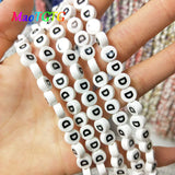Capital Letters Ceramic Beads 4x8mm Flat Round DIY Porcelain Beads