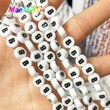 Capital Letters Ceramic Beads 4x8mm Flat Round DIY Porcelain Beads