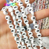 Capital Letters Ceramic Beads 4x8mm Flat Round DIY Porcelain Beads