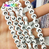Capital Letters Ceramic Beads 4x8mm Flat Round DIY Porcelain Beads