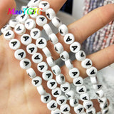 Capital Letters Ceramic Beads 4x8mm Flat Round DIY Porcelain Beads