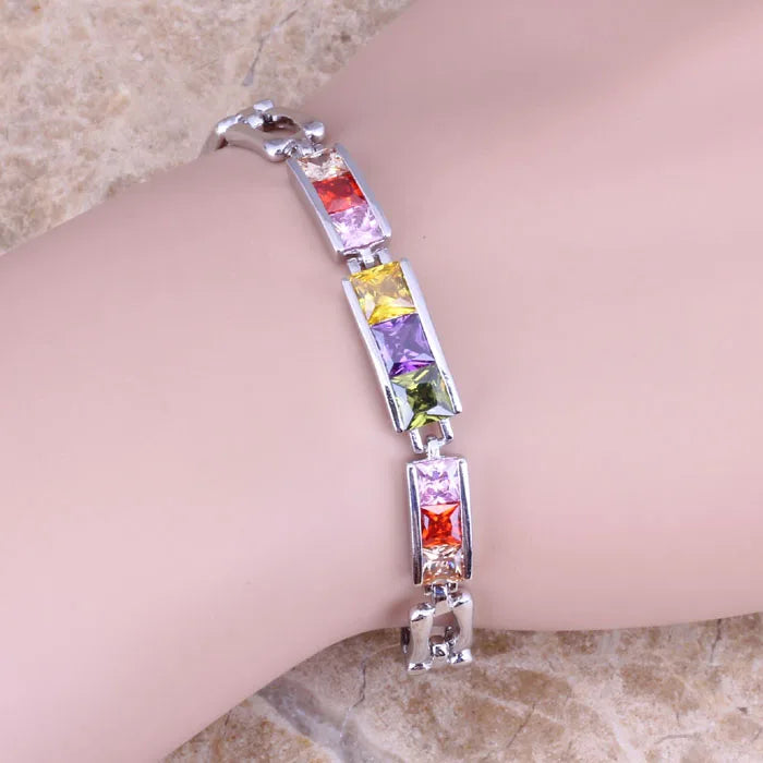 Multicolor Multigem Chain Bracelet 7-8 inch