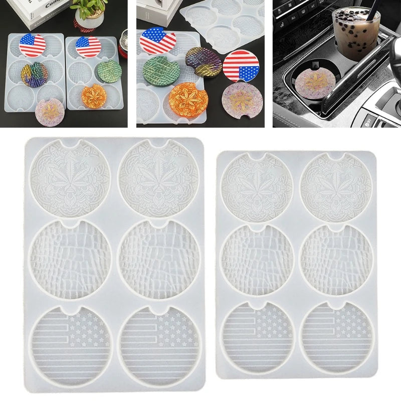 Car Coaster Epoxy Resin Mold Cup Mat Mug Pad Silicone Mould DIY