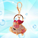 Car Crystal Hanging Accessories Key Chain Metal Handbag Charms Pig Keychain Ring