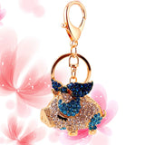 Car Crystal Hanging Accessories Key Chain Metal Handbag Charms Pig Keychain Ring