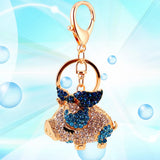 Car Crystal Hanging Accessories Key Chain Metal Handbag Charms Pig Keychain Ring