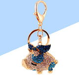 Car Crystal Hanging Accessories Key Chain Metal Handbag Charms Pig Keychain Ring