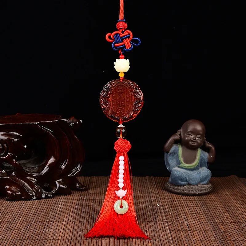 Car Double Dragon Tassel Pendant Rearview Mirror Hanging
