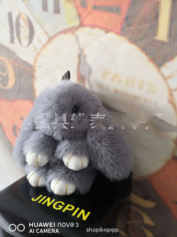 Rabbit Fur Hairball Car Keychain Bag Hanging Bunny Pendant