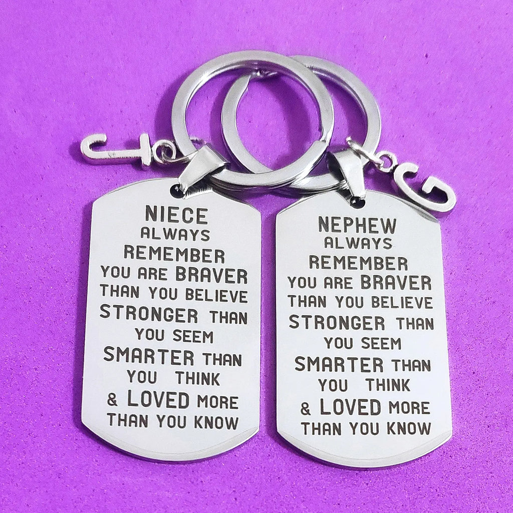 Military Tags DIY Keyring Stainless Steel Niece Nephew Birthd