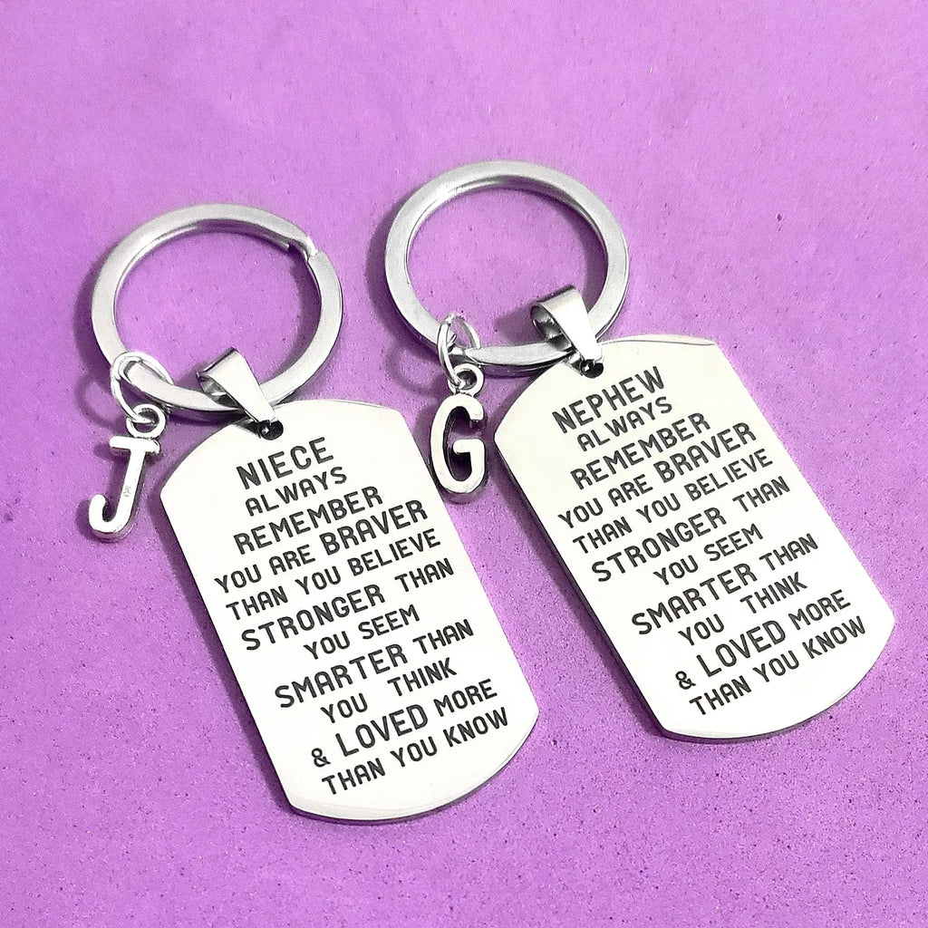 Military Tags DIY Keyring Stainless Steel Niece Nephew Birthd