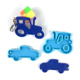 Car Series Keychain Epoxy Resin Mold Glossy Tractor Necklace Pendant Silicone Mo