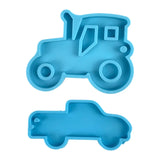 Car Series Keychain Epoxy Resin Mold Glossy Tractor Necklace Pendant Silicone Mo