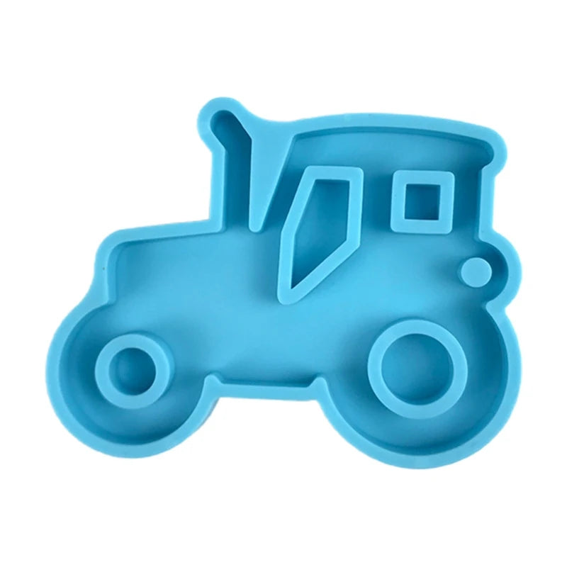 Car Series Keychain Epoxy Resin Mold Glossy Tractor Necklace Pendant Silicone Mo