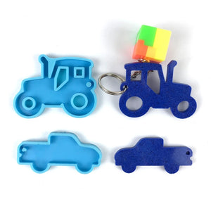 Car Series Keychain Epoxy Resin Mold Glossy Tractor Necklace Pendant Silicone Mo