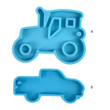 Car Series Keychain Epoxy Resin Mold Glossy Tractor Necklace Pendant Silicone Mo