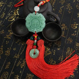 Chinese High-End Jade Pixiu Rearview Mirror Car Interior Pendant