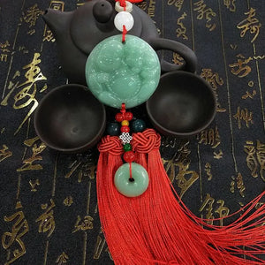 Chinese High-End Jade Pixiu Rearview Mirror Car Interior Pendant
