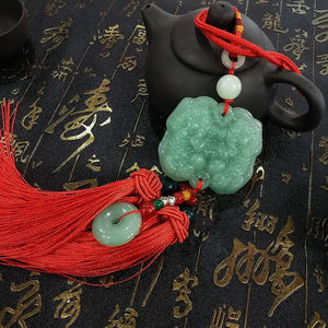 Chinese High-End Jade Pixiu Rearview Mirror Car Interior Pendant