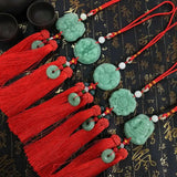 Chinese High-End Jade Pixiu Rearview Mirror Car Interior Pendant