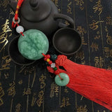 Chinese High-End Jade Pixiu Rearview Mirror Car Interior Pendant