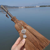 Car Wicca Witch Broom Crystal Pendant - Quartz Witch Accessories