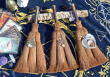 Car Wicca Witch Broom Crystal Pendant - Quartz Witch Accessories