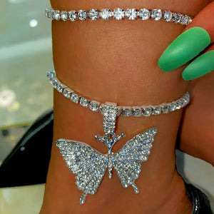 Caraquet Bling Crystal Butterfly Anklet for Women
