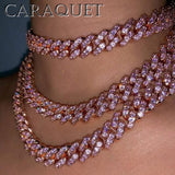 Caraquet Pink Crystal Choker Necklace Silver Punk Hip Hop Jewelry