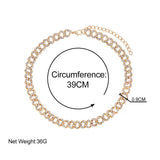 Caraquet Pink Crystal Choker Necklace Silver Punk Hip Hop Jewelry