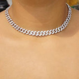 Caraquet Pink Crystal Choker Necklace Silver Punk Hip Hop Jewelry