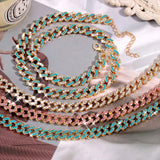 Caraquet Pink Crystal Choker Necklace Silver Punk Hip Hop Jewelry